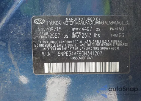 2016 Hyundai Sonata Sport z USA, uszkodzony, nr VIN 5NPE34AF9GH341207